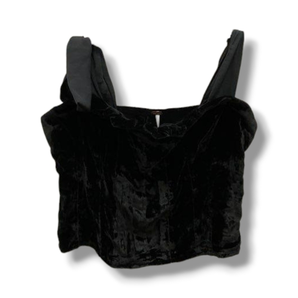 Free People Trapped In Your Love Black Velvet Crop Top Size M Medium - Picture 5 of 7